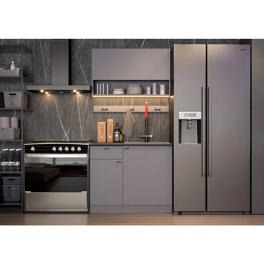 Фото 13 Кухонный гарнитур Furniture Integration Энни 100x210x60 см ЛДСП цвет графитовый серый, черный Фото 13 Кухонный гарнитур Furniture Integration Энни 100x210x60 см ЛДСП цвет графитовый серый, черный