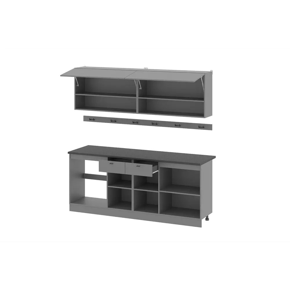Фото 2 Кухонный гарнитур Furniture Integration Энни 200x210x60 см ЛДСП цвет графитовый серый, черный Фото 2 Кухонный гарнитур Furniture Integration Энни 200x210x60 см ЛДСП цвет графитовый серый, черный