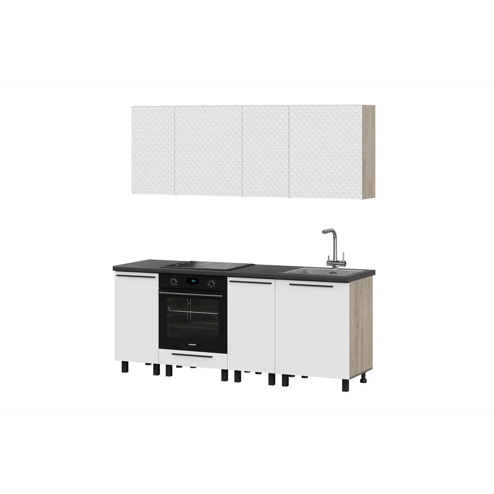 Фото Кухонный гарнитур Furniture Integration Этна Софт Вайт Гиза 200x210x60 см ЛДСП цвет белый Фото Кухонный гарнитур Furniture Integration Этна Софт Вайт Гиза 200x210x60 см ЛДСП цвет белый
