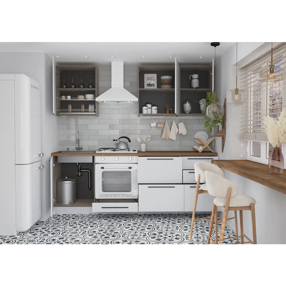 Фото 6 Кухонный гарнитур Furniture Integration Этна Софт Вайт 200x210x60 см ЛДСП цвет белый