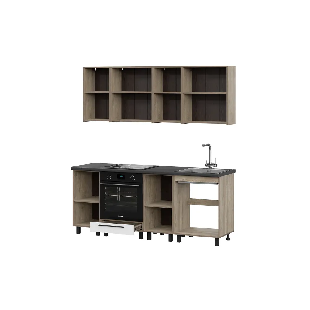 Фото 2 Кухонный гарнитур Furniture Integration Этна Софт Вайт Гиза 200x210x60 см ЛДСП цвет белый Фото 2 Кухонный гарнитур Furniture Integration Этна Софт Вайт Гиза 200x210x60 см ЛДСП цвет белый