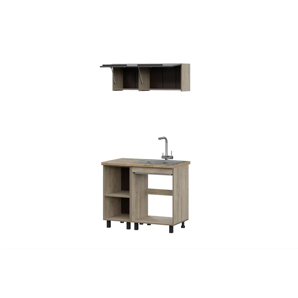 Фото 2 Кухонный гарнитур Furniture Integration Этна Софт 100x210x60 см ЛДСП цвет графитовый серый Фото 2 Кухонный гарнитур Furniture Integration Этна Софт 100x210x60 см ЛДСП цвет графитовый серый
