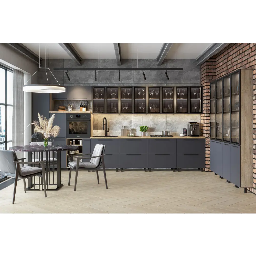 Фото 4 Кухонный гарнитур Furniture Integration Этна 100x210x60 см ЛДСП цвет графитовый серый Фото 4 Кухонный гарнитур Furniture Integration Этна 100x210x60 см ЛДСП цвет графитовый серый