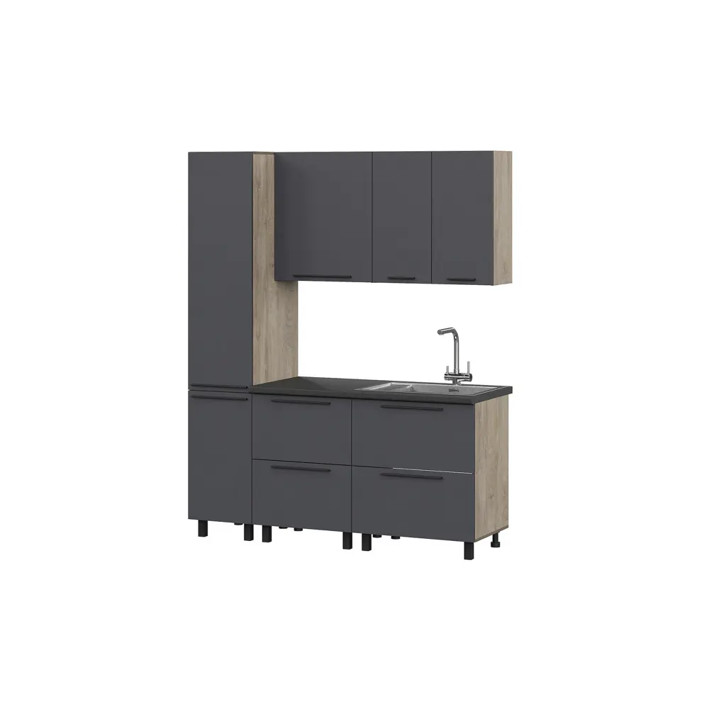 Фото Кухонный гарнитур Furniture Integration Этна Софт 130x213.4x60 см ЛДСП цвет графитовый серый Фото Кухонный гарнитур Furniture Integration Этна Софт 130x213.4x60 см ЛДСП цвет графитовый серый