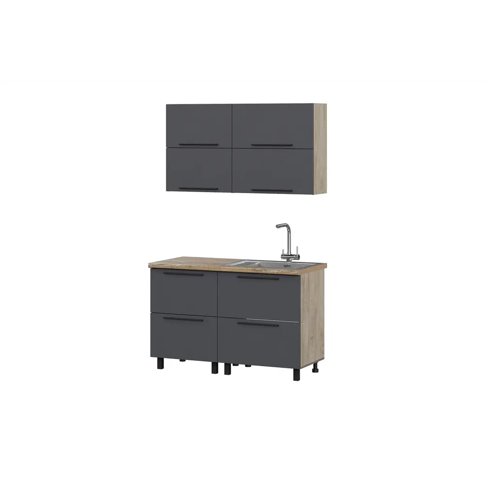 Фото Кухонный гарнитур Furniture Integration Этна Софт 130x210x60 см ЛДСП цвет графитовый серый Фото Кухонный гарнитур Furniture Integration Этна Софт 130x210x60 см ЛДСП цвет графитовый серый