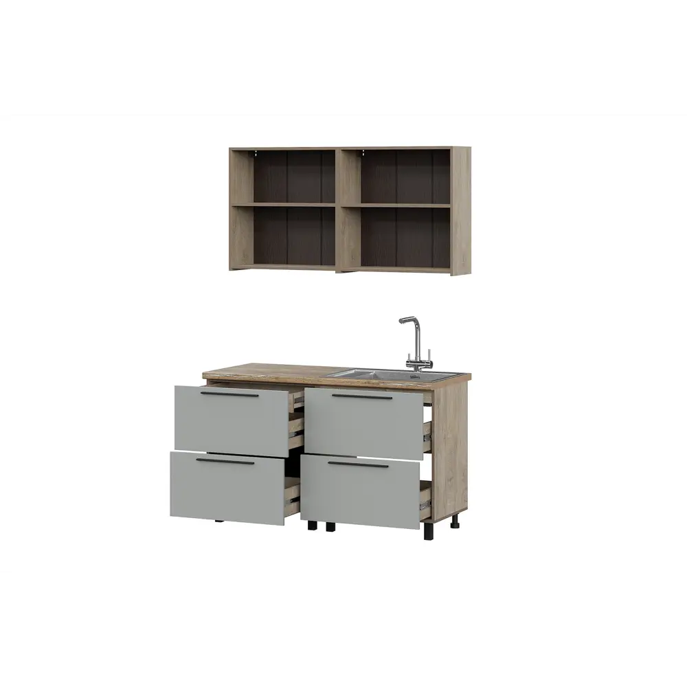 Фото 2 Кухонный гарнитур Furniture Integration Этна Софт Грей Гиза 140x210x60 см ЛДСП цвет светло-серый Фото 2 Кухонный гарнитур Furniture Integration Этна Софт Грей Гиза 140x210x60 см ЛДСП цвет светло-серый