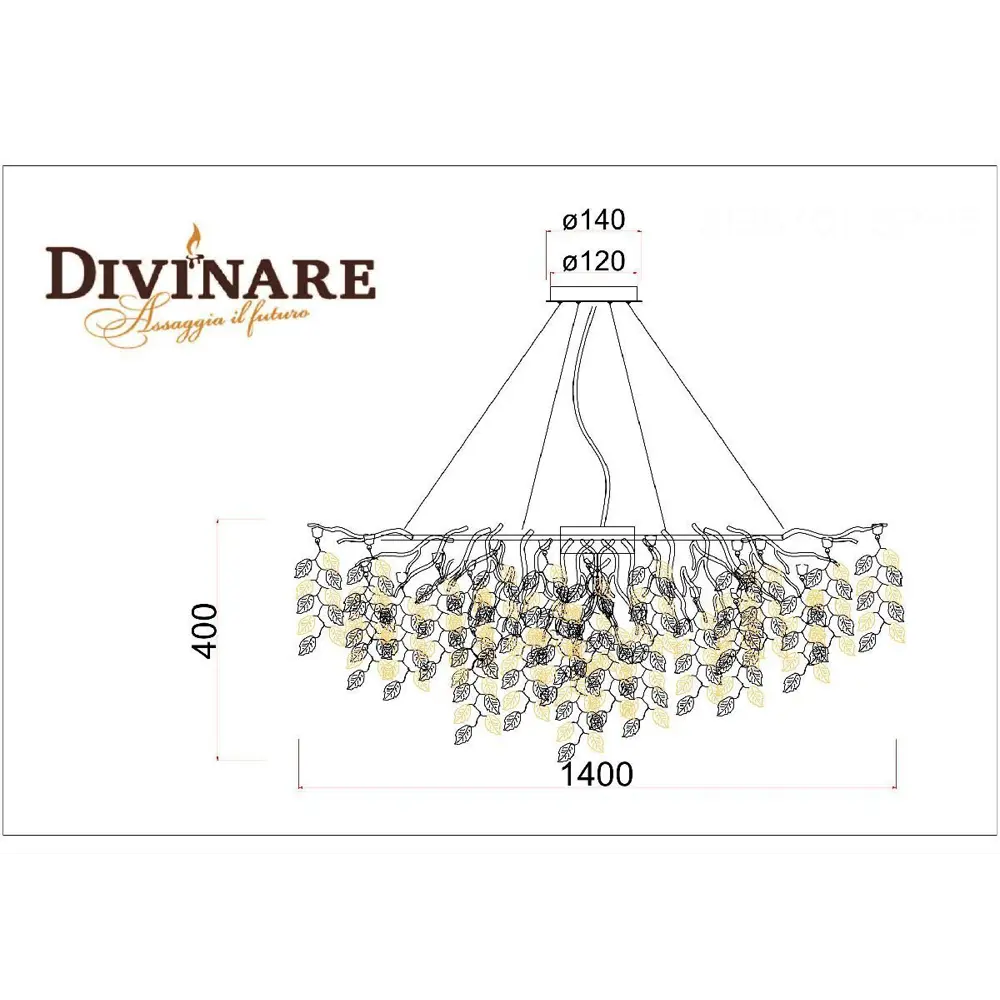 Фото 2 Люстра подвесная Divinare Salice 3136_01 sp-15 15 лампа 23 м² цвет золото Фото 2 Люстра подвесная Divinare Salice 3136_01 sp-15 15 лампа 23 м² цвет золото