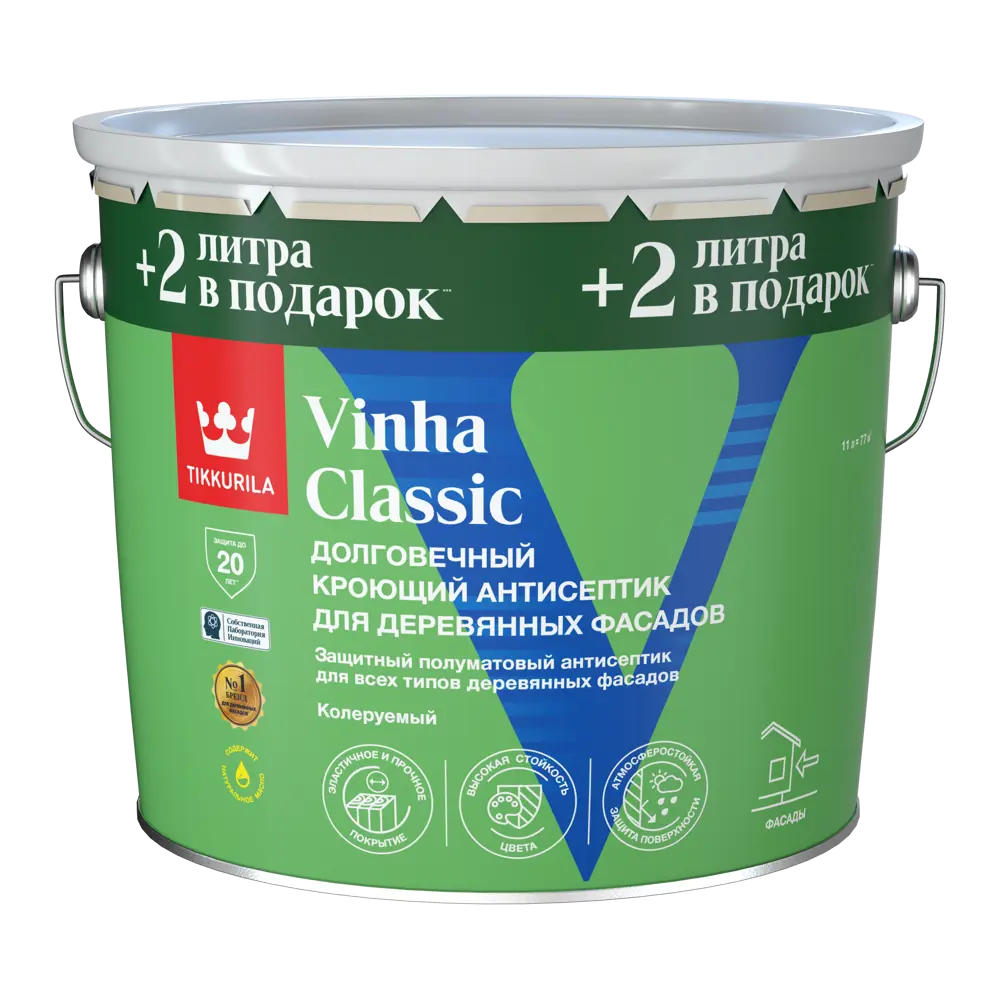Фото Антисептик акриловый Tikkurila Vinha Classic VC для облицовки 11 л Фото Антисептик акриловый Tikkurila Vinha Classic VC для облицовки 11 л