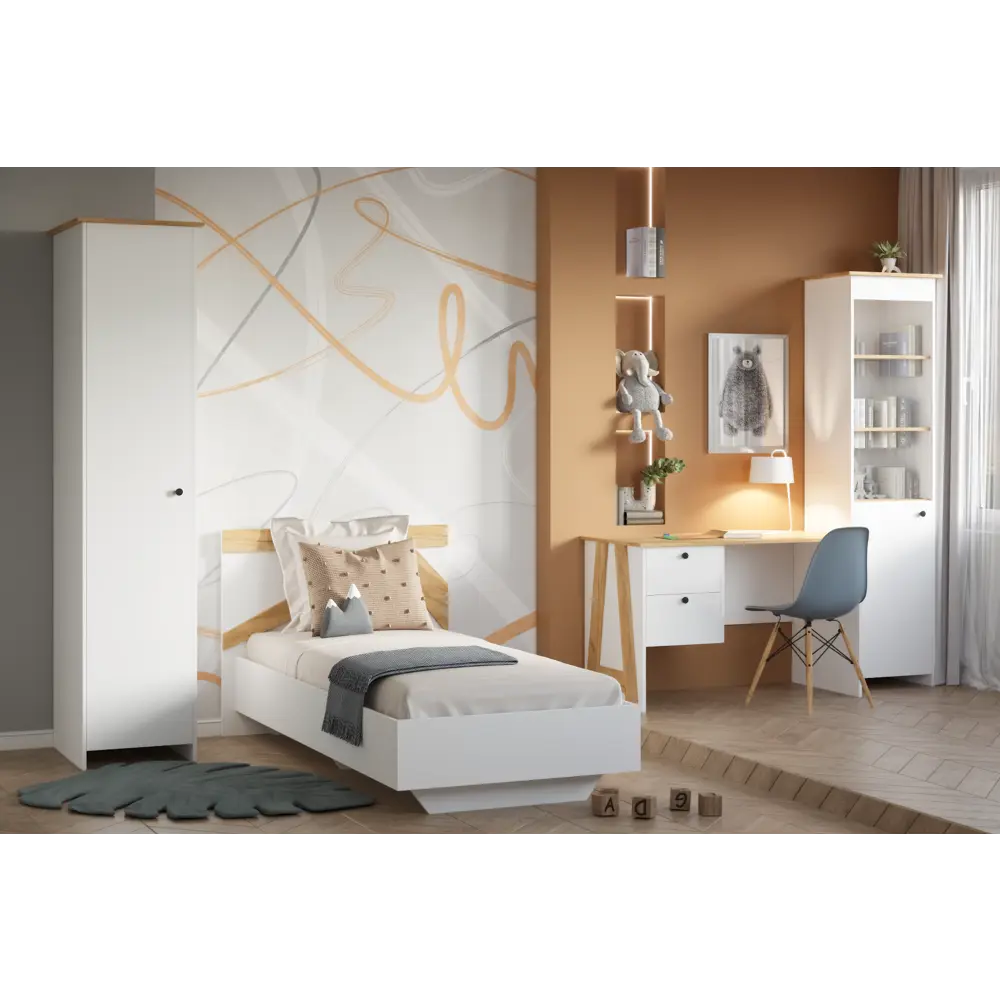 Фото 2 Кровать односпальная Альбина Теодора 95x90x203 см ЛДСП цвет белый/дуб крафт золотой Фото 2 Кровать односпальная Альбина Теодора 95x90x203 см ЛДСП цвет белый/дуб крафт золотой