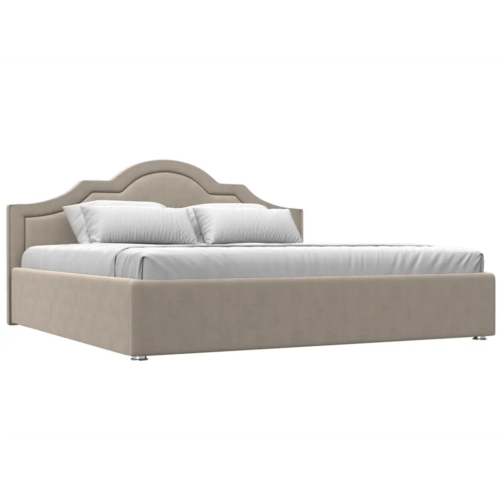 Фото Кровать Лига Диванов Афина 113963 215x110x211 см рогожка цвет бежевый Фото Кровать Лига Диванов Афина 113963 215x110x211 см рогожка цвет бежевый