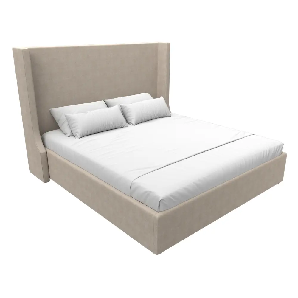 Фото 2 Кровать Лига Диванов Ларго 120741 200x140x211 см рогожка цвет бежевый Фото 2 Кровать Лига Диванов Ларго 120741 200x140x211 см рогожка цвет бежевый