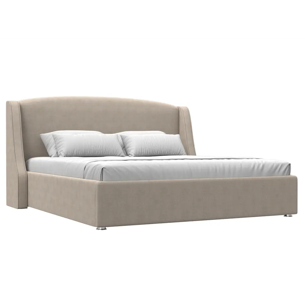 Фото Кровать Лига Диванов Лотос 120786 215x120x210 см рогожка цвет бежевый Фото Кровать Лига Диванов Лотос 120786 215x120x210 см рогожка цвет бежевый