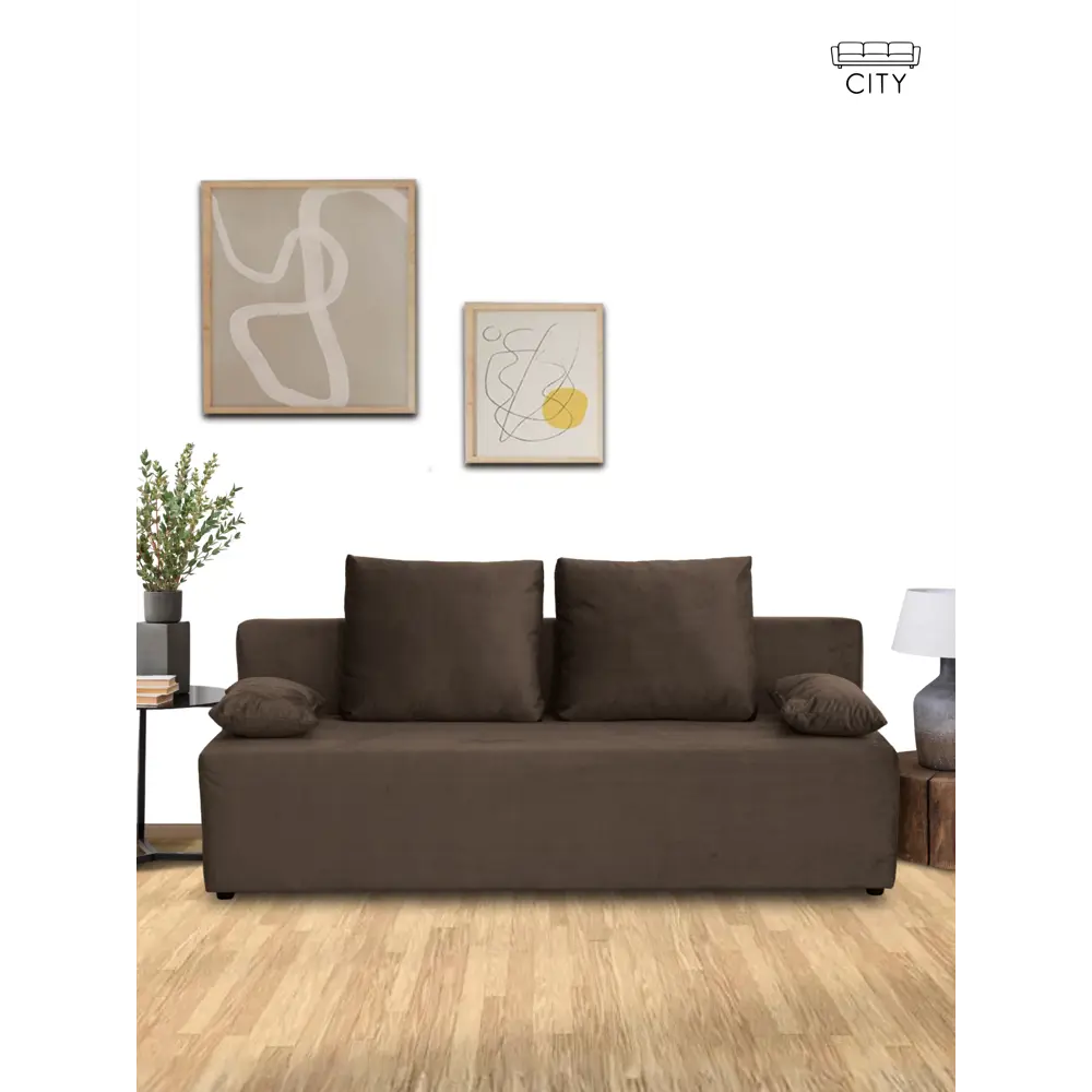 Фото Раскладной диван Cityhd прямой 187x63x84 см велюр цвет коричневый Диван_Берн_коричневый Фото Раскладной диван Cityhd прямой 187x63x84 см велюр цвет коричневый Диван_Берн_коричневый