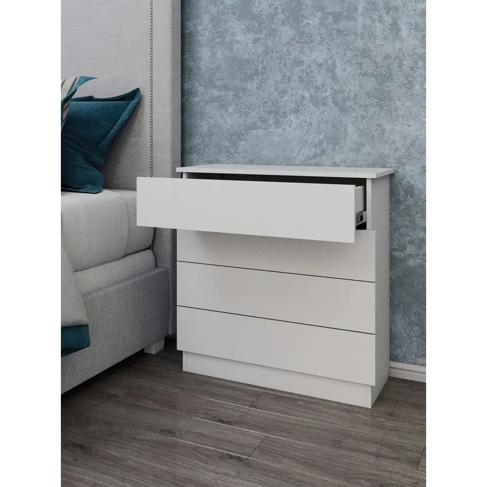 Фото 6 Комод Wood&Stone Малави 4 ящика 77x79x32.30 см ЛДСП цвет белый Фото 6 Комод Wood&Stone Малави 4 ящика 77x79x32.30 см ЛДСП цвет белый