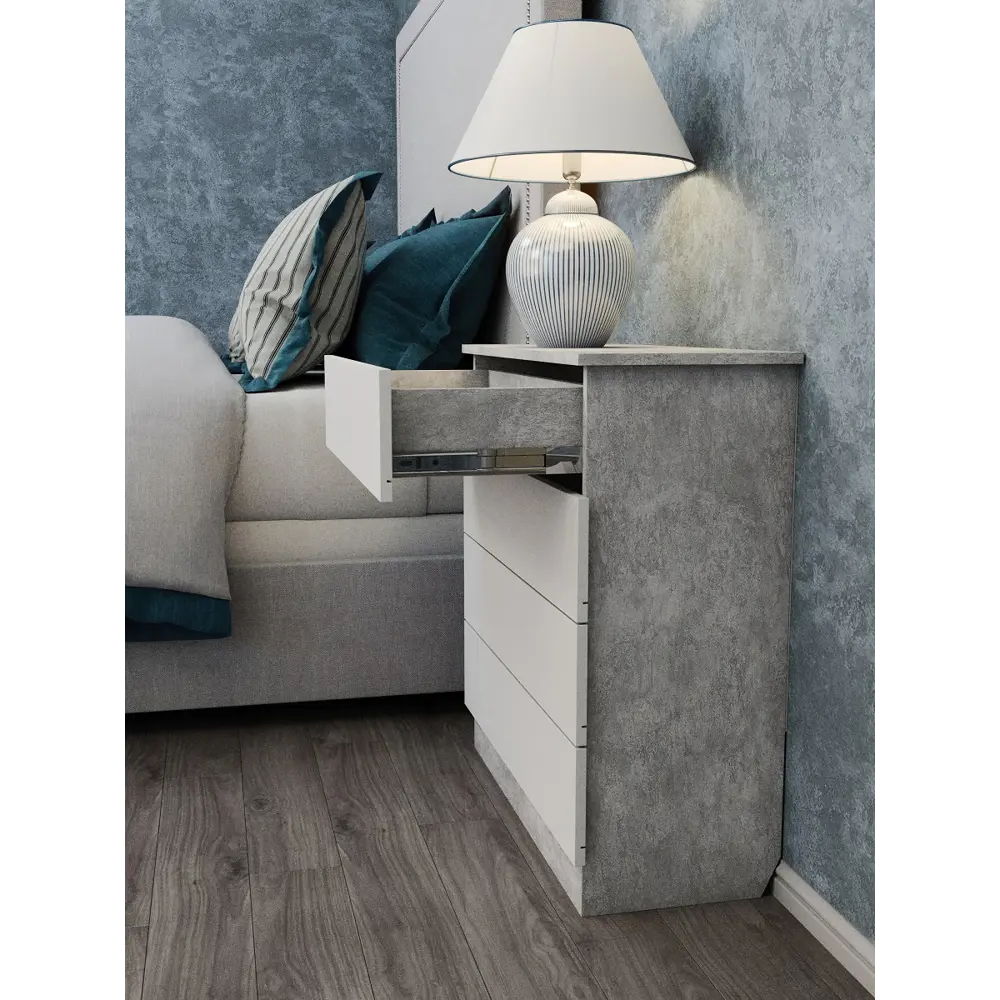 Фото 8 Комод Wood&Stone Малави 4 ящика 77x79x32.60 см ЛДСП цвет цемент светлый/белый Фото 8 Комод Wood&Stone Малави 4 ящика 77x79x32.60 см ЛДСП цвет цемент светлый/белый