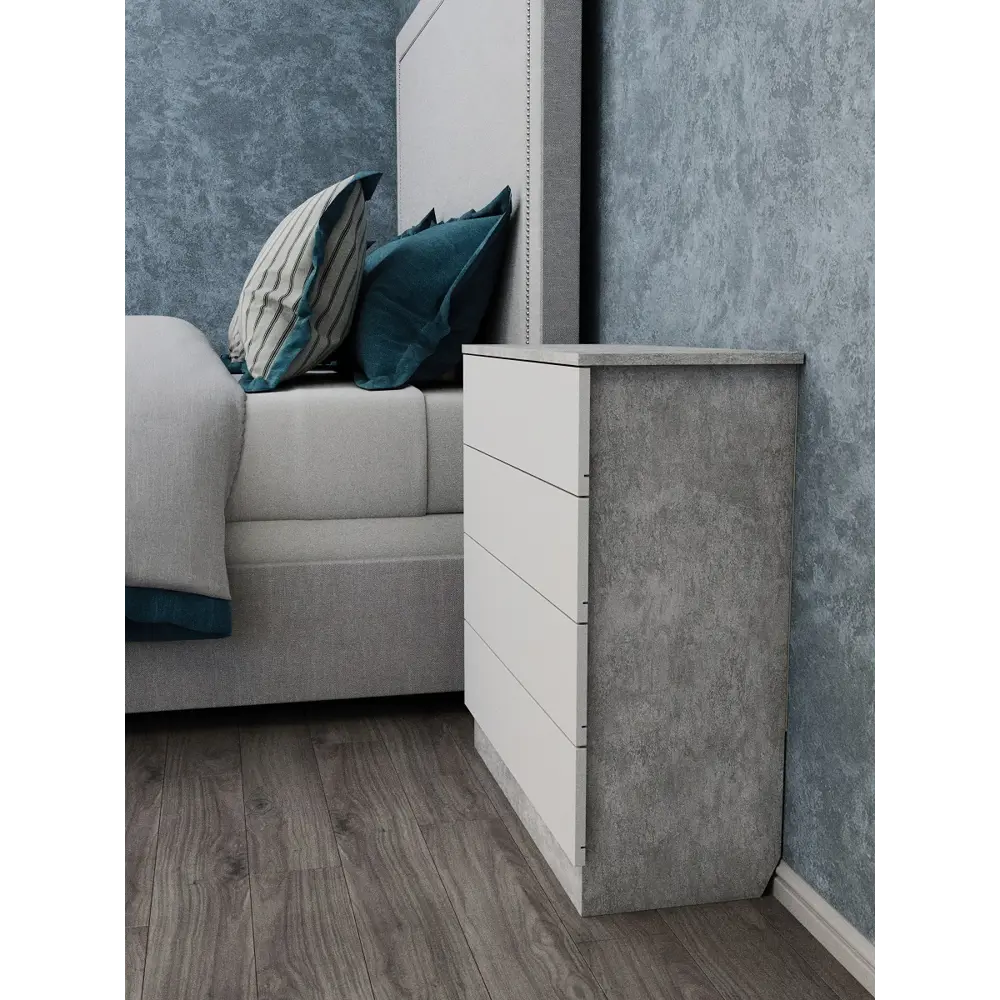 Фото 5 Комод Wood&Stone Малави 4 ящика 77x79x32.60 см ЛДСП цвет цемент светлый/белый Фото 5 Комод Wood&Stone Малави 4 ящика 77x79x32.60 см ЛДСП цвет цемент светлый/белый