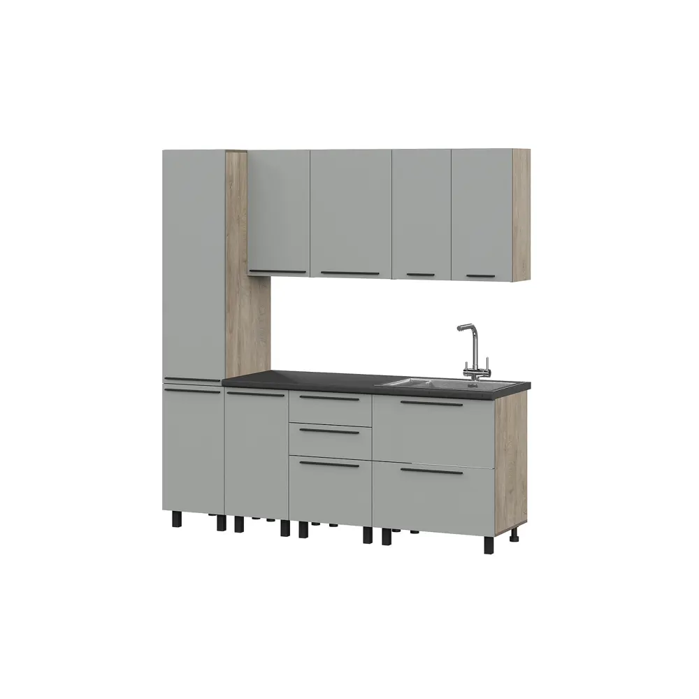 Фото Кухонный гарнитур Furniture Integration Этна 5-2.0 200x213.4x60 см ЛДСП цвет светло-серый Фото Кухонный гарнитур Furniture Integration Этна 5-2.0 200x213.4x60 см ЛДСП цвет светло-серый