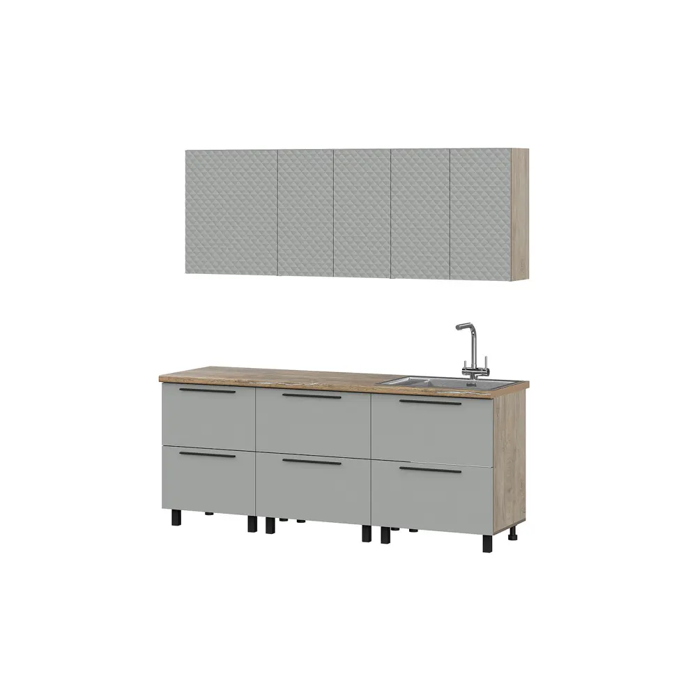 Фото Кухонный гарнитур Furniture Integration Этна 4-2.0 200x210x60 см ЛДСП цвет светло-серый Фото Кухонный гарнитур Furniture Integration Этна 4-2.0 200x210x60 см ЛДСП цвет светло-серый