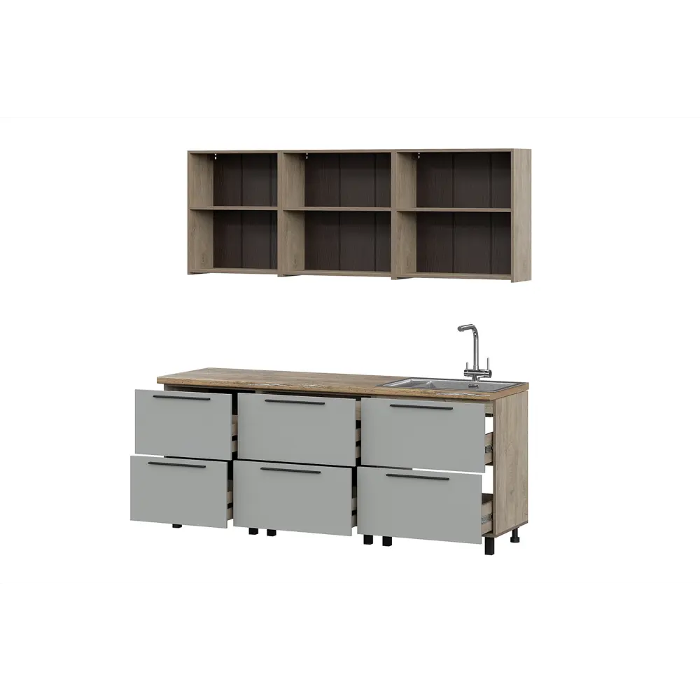 Фото 2 Кухонный гарнитур Furniture Integration Этна 4-2.0 200x210x60 см ЛДСП цвет светло-серый Фото 2 Кухонный гарнитур Furniture Integration Этна 4-2.0 200x210x60 см ЛДСП цвет светло-серый