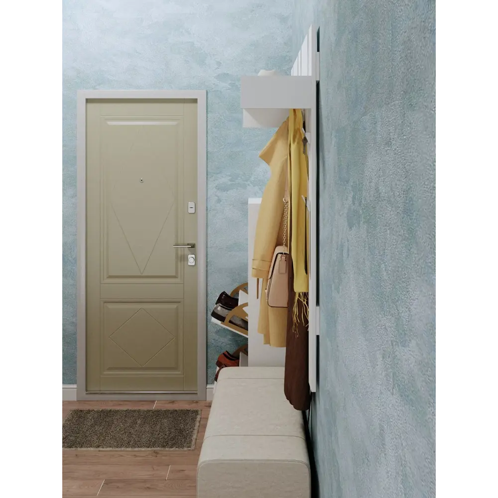Фото 4 Прикручивающаяся вешалка для одежды Wood&stone 37x132x8 см цвет белый