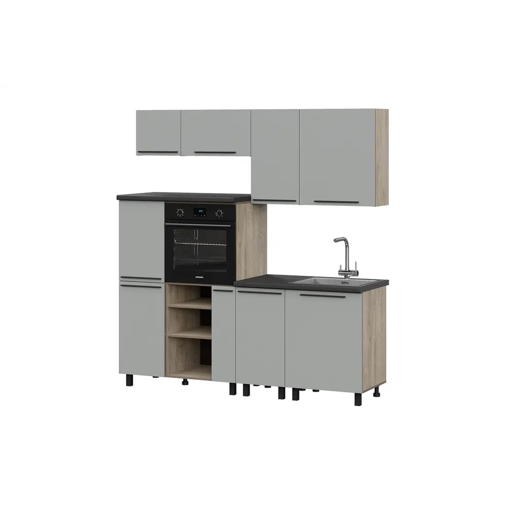 Фото Кухонный гарнитур Furniture Integration Этна 1-2.0 200x210x60 см ЛДСП цвет светло-серый Фото Кухонный гарнитур Furniture Integration Этна 1-2.0 200x210x60 см ЛДСП цвет светло-серый