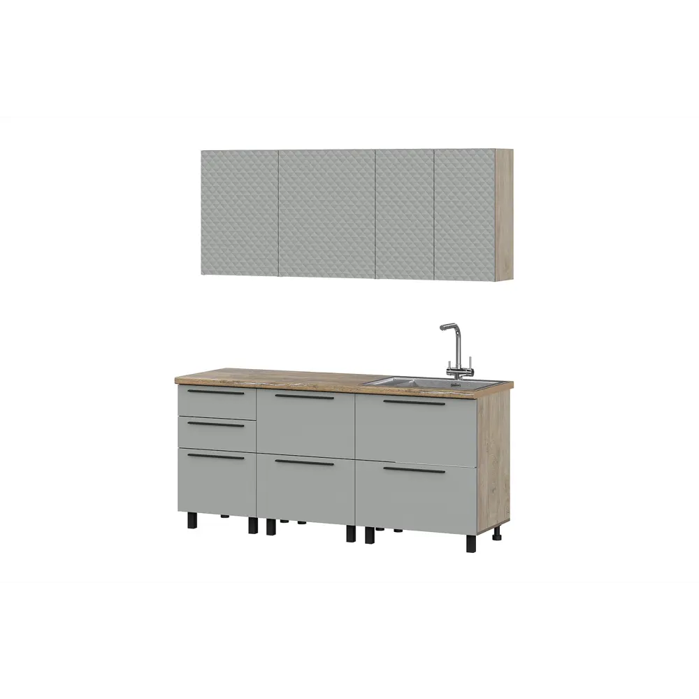 Фото Кухонный гарнитур Furniture Integration Этна 3-1.8 180x210x60 см ЛДСП цвет светло-серый Фото Кухонный гарнитур Furniture Integration Этна 3-1.8 180x210x60 см ЛДСП цвет светло-серый