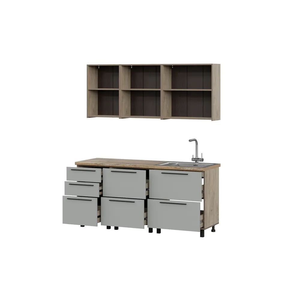 Фото 2 Кухонный гарнитур Furniture Integration Этна 3-1.8 180x210x60 см ЛДСП цвет светло-серый Фото 2 Кухонный гарнитур Furniture Integration Этна 3-1.8 180x210x60 см ЛДСП цвет светло-серый