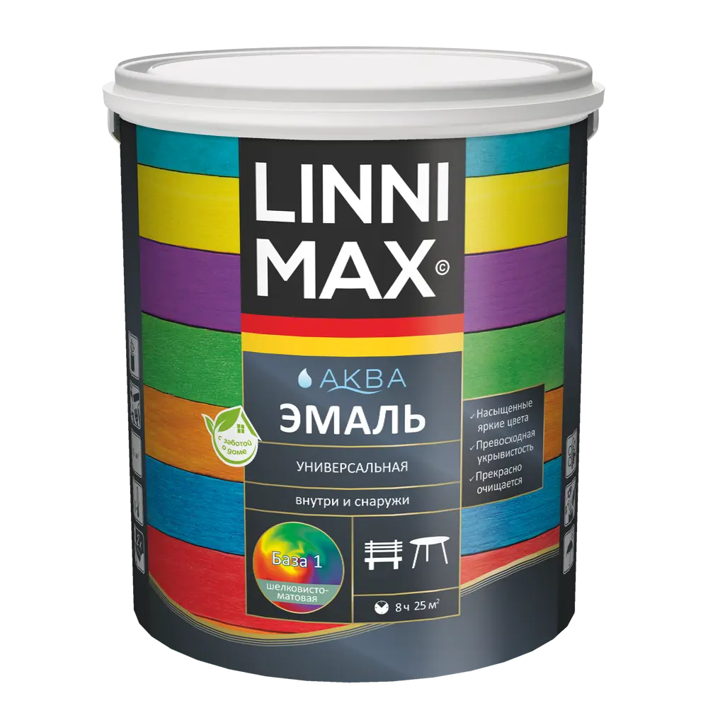 Фото Эмаль универсальная Linnimax Аква шелковисто-матовая цвет белый база 1 2.5 л Фото Эмаль универсальная Linnimax Аква шелковисто-матовая цвет белый база 1 2.5 л