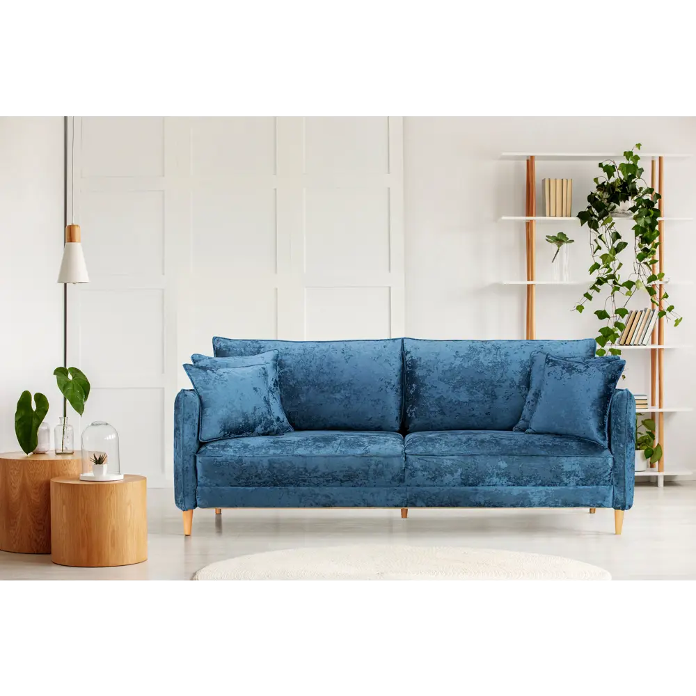 Фото Диван Ramart design Йорк 80404088 220x93x106 см велюр цвет синий Фото Диван Ramart design Йорк 80404088 220x93x106 см велюр цвет синий