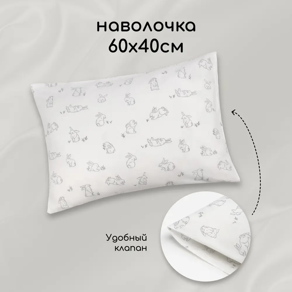 Фото 3 Комплект детского постельного белья Amarobaby Bunny поплин наволочка 40x60 см 1 шт цвет белый Фото 3 Комплект детского постельного белья Amarobaby Bunny поплин наволочка 40x60 см 1 шт цвет белый
