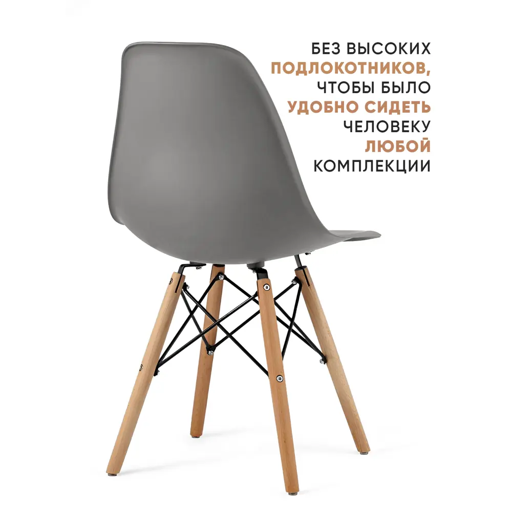 Фото 7 Комплект стульев 4 шт Byroom Fika 46x82x54 см abs-пластик цвет темно-серый Фото 7 Комплект стульев 4 шт Byroom Fika 46x82x54 см abs-пластик цвет темно-серый
