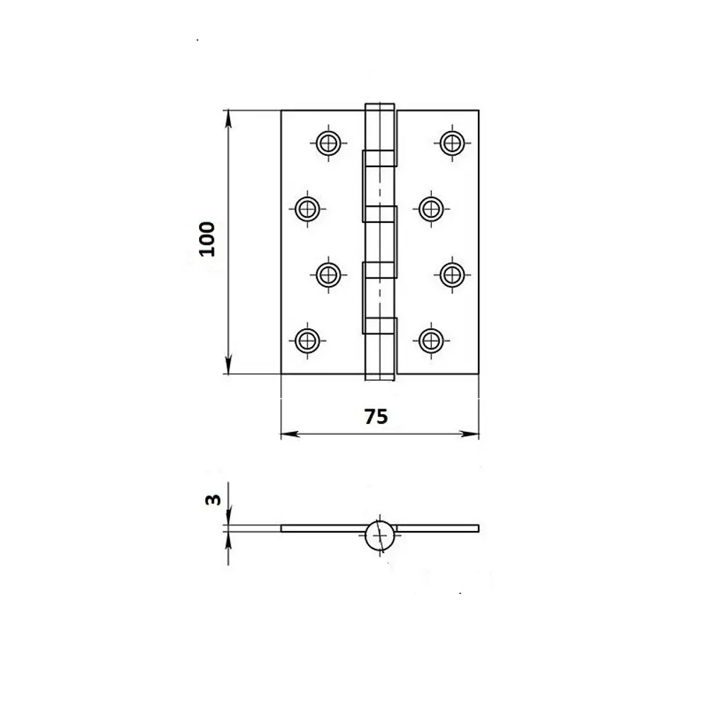 Фото 2 Петля дверная универсальная Palladium N 4BB-100 (3mm) CP Фото 2 Петля дверная универсальная Palladium N 4BB-100 (3mm) CP