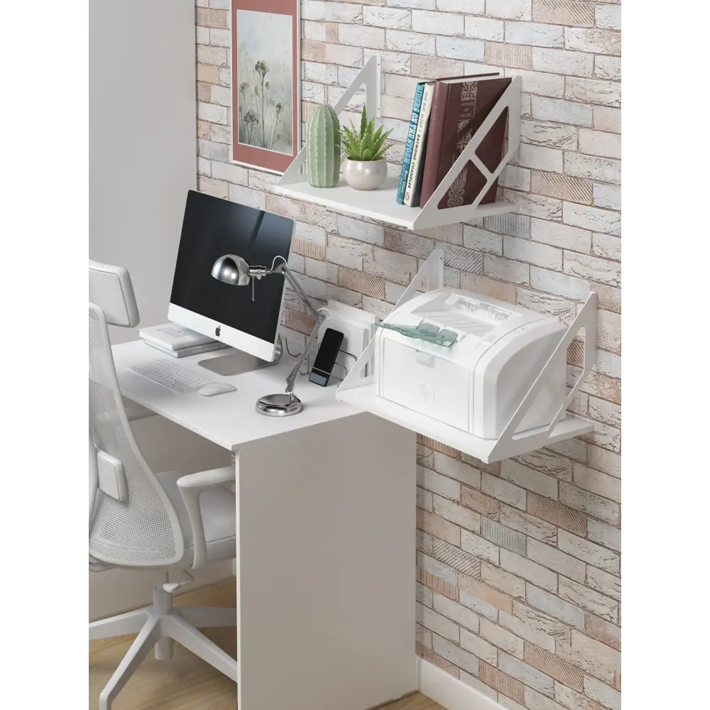 Фото 4 Настенная полка Regent style Лайт 55x33 см ЛДСП цвет белый Фото 4 Настенная полка Regent style Лайт 55x33 см ЛДСП цвет белый