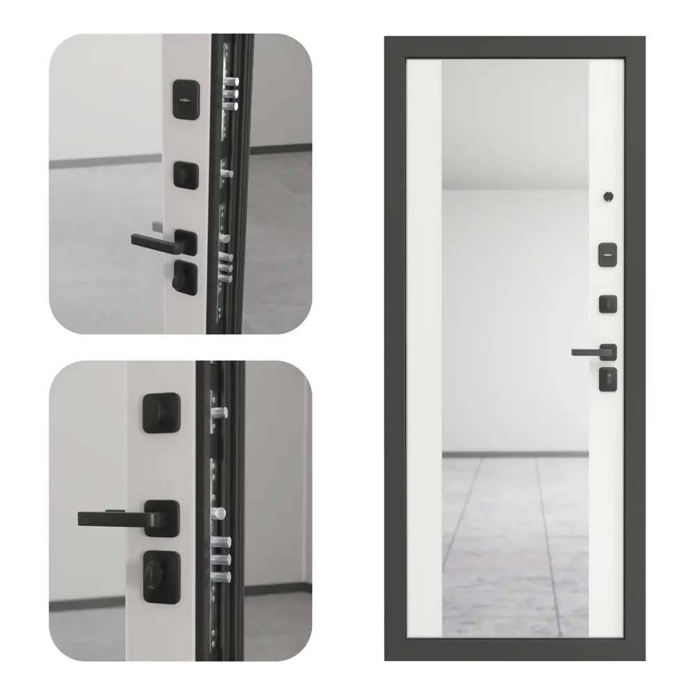 Фото 3 Дверь входная металлическая Грей Зет 332 86x205 см правая белый с зеркалом Фото 3 Дверь входная металлическая Грей Зет 332 86x205 см правая белый с зеркалом