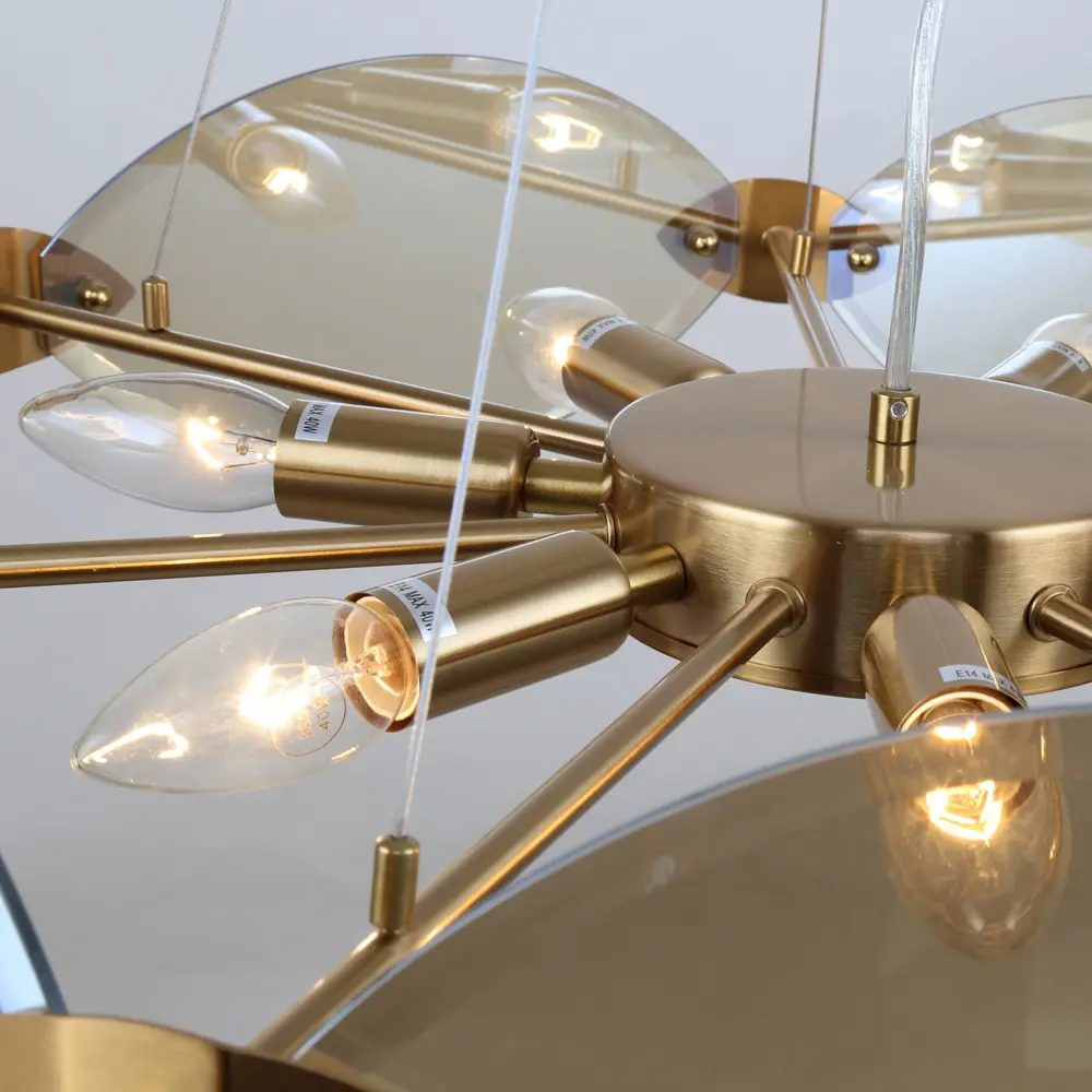 Фото 5 Люстра подвесная Favourite Ovate 6055-7p 7 ламп 17 м² цвет латунь Фото 5 Люстра подвесная Favourite Ovate 6055-7p 7 ламп 17 м² цвет латунь