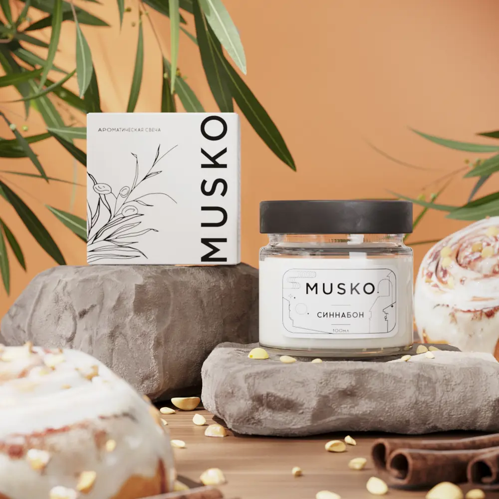 Фото 2 Ароматическая свеча Musko SVCH-100D-SIN синнабон 9 см 1 шт