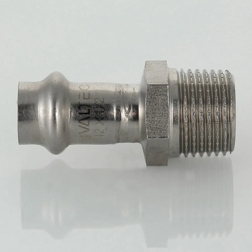 Фото 9 Муфта комбинированная Valtec 1/2"x12 мм НР нержавеющая сталь