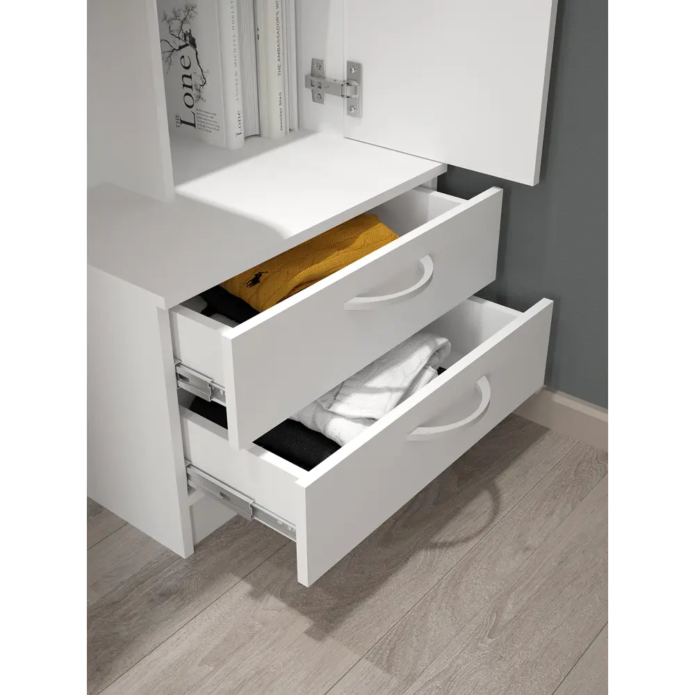 Фото 2 Офисный стол с полкой Мебельная фабрика 1+1 Стол компьютерный 1 МФ 1+1 159x186.4x60 см ЛДСП цвет белый Фото 2 Офисный стол с полкой Мебельная фабрика 1+1 Стол компьютерный 1 МФ 1+1 159x186.4x60 см ЛДСП цвет белый