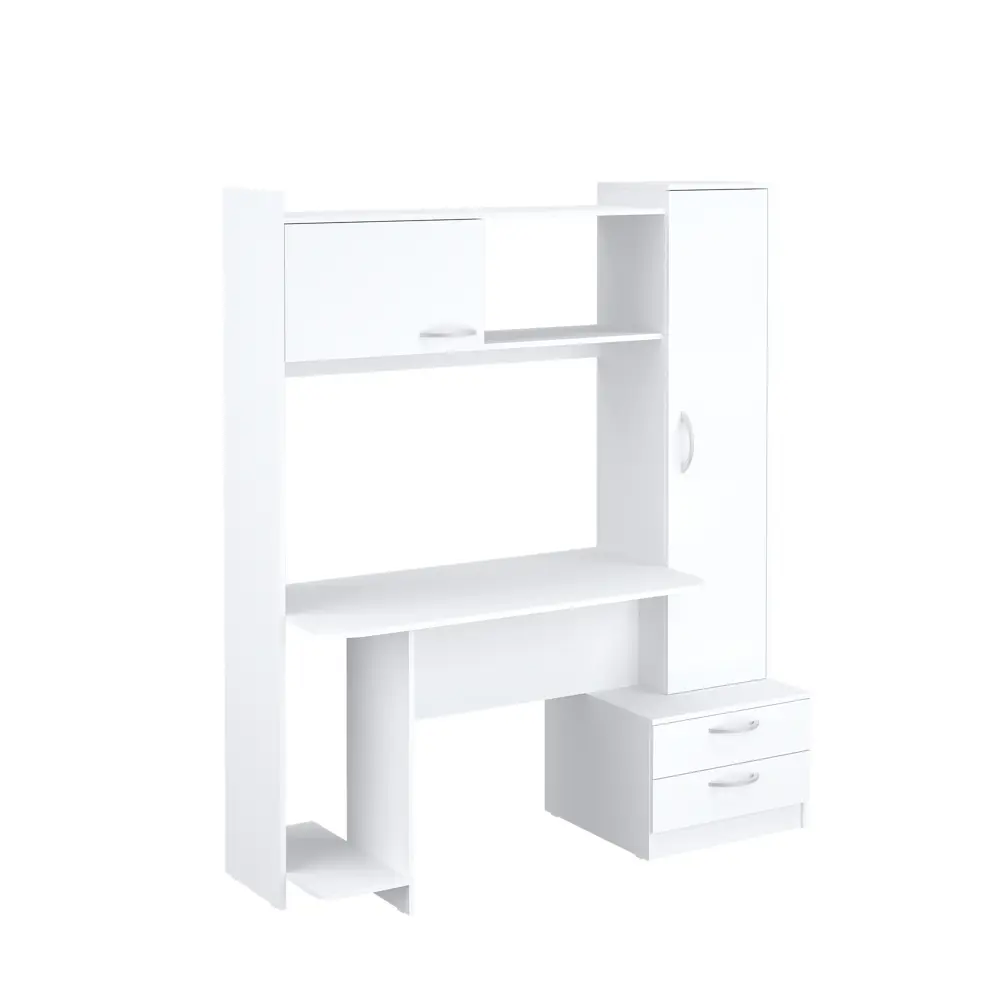 Фото 5 Офисный стол с полкой Мебельная фабрика 1+1 Стол компьютерный 1 МФ 1+1 159x186.4x60 см ЛДСП цвет белый Фото 5 Офисный стол с полкой Мебельная фабрика 1+1 Стол компьютерный 1 МФ 1+1 159x186.4x60 см ЛДСП цвет белый