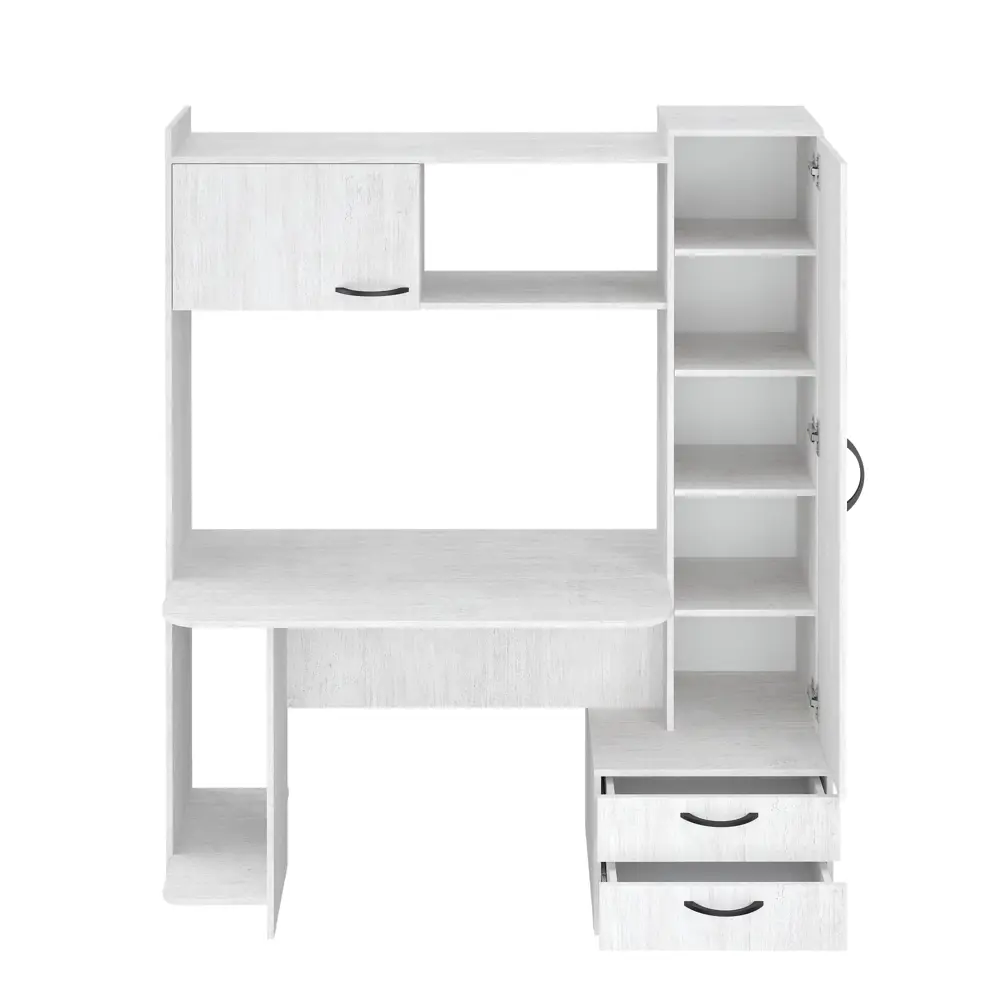 Фото 3 Офисный стол с полкой Мебельная фабрика 1+1 Стол компьютерный 1 МФ 1+1 159x186.4x60 см ЛДСП цвет белый Фото 3 Офисный стол с полкой Мебельная фабрика 1+1 Стол компьютерный 1 МФ 1+1 159x186.4x60 см ЛДСП цвет белый