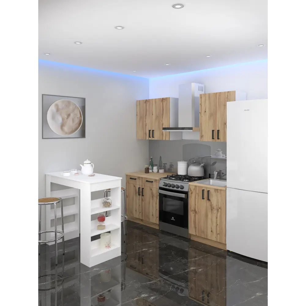 Фото 10 Кухонный шкаф напольный Мебельная фабрика 1+1 50x82x52 см 1 ящик ЛДСП цвет белый/дуб вотан Фото 10 Кухонный шкаф напольный Мебельная фабрика 1+1 50x82x52 см 1 ящик ЛДСП цвет белый/дуб вотан