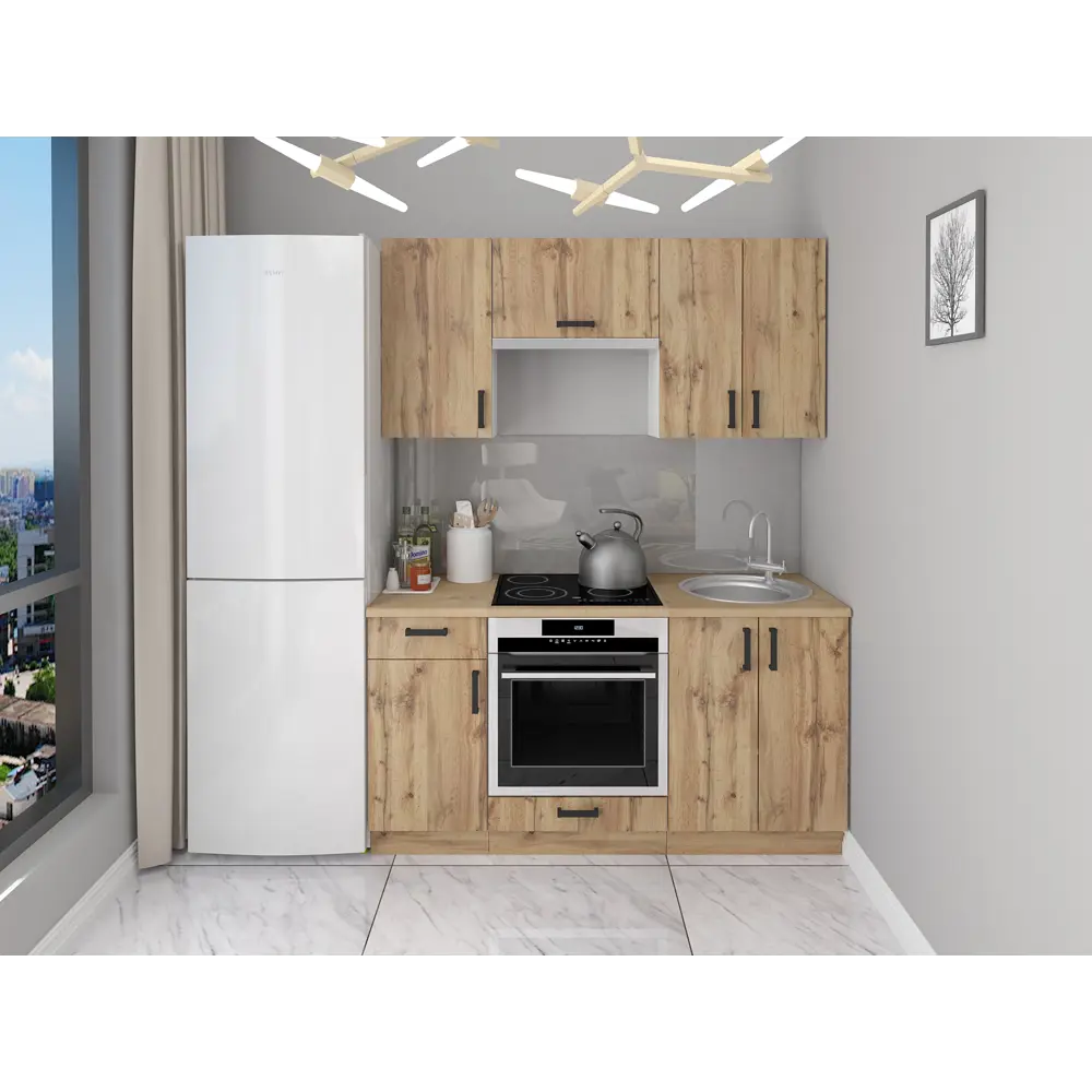 Фото 6 Кухонный шкаф напольный Мебельная фабрика 1+1 50x82x52 см 1 ящик ЛДСП цвет белый/дуб вотан Фото 6 Кухонный шкаф напольный Мебельная фабрика 1+1 50x82x52 см 1 ящик ЛДСП цвет белый/дуб вотан