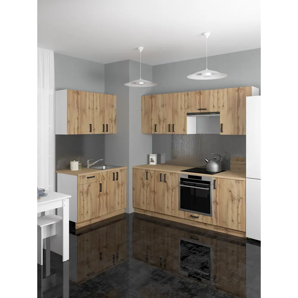 Фото 15 Кухонный шкаф напольный Мебельная фабрика 1+1 50x82x52 см 1 ящик ЛДСП цвет белый/дуб вотан Фото 15 Кухонный шкаф напольный Мебельная фабрика 1+1 50x82x52 см 1 ящик ЛДСП цвет белый/дуб вотан