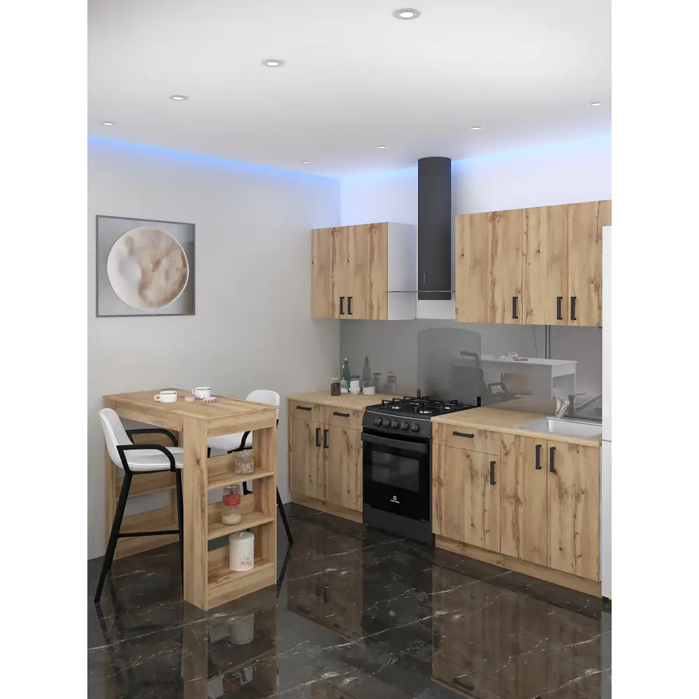 Фото 14 Кухонный шкаф напольный Мебельная фабрика 1+1 50x82x52 см 1 ящик ЛДСП цвет белый/дуб вотан Фото 14 Кухонный шкаф напольный Мебельная фабрика 1+1 50x82x52 см 1 ящик ЛДСП цвет белый/дуб вотан