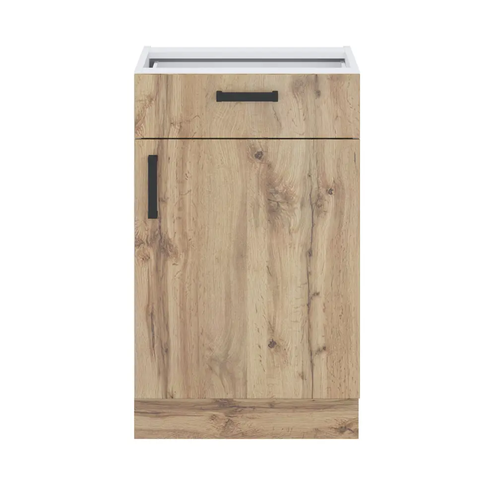 Фото 4 Кухонный шкаф напольный Мебельная фабрика 1+1 50x82x52 см 1 ящик ЛДСП цвет белый/дуб вотан Фото 4 Кухонный шкаф напольный Мебельная фабрика 1+1 50x82x52 см 1 ящик ЛДСП цвет белый/дуб вотан