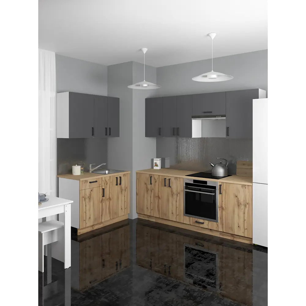 Фото 16 Кухонный шкаф напольный Мебельная фабрика 1+1 50x82x52 см 1 ящик ЛДСП цвет белый/дуб вотан Фото 16 Кухонный шкаф напольный Мебельная фабрика 1+1 50x82x52 см 1 ящик ЛДСП цвет белый/дуб вотан