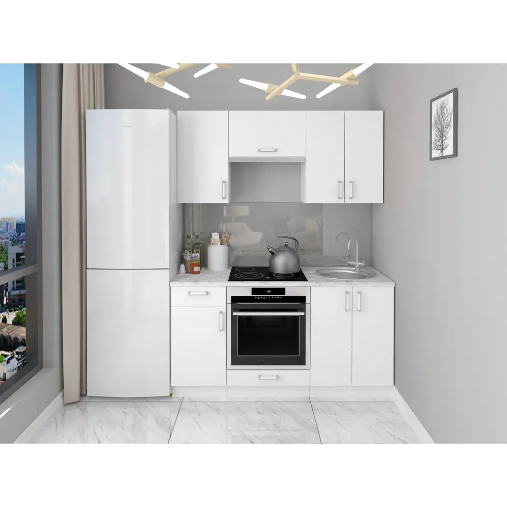 Фото 6 Кухонный шкаф навесной Мебельная фабрика 1+1 40x72x32 см ЛДСП цвет белый Фото 6 Кухонный шкаф навесной Мебельная фабрика 1+1 40x72x32 см ЛДСП цвет белый