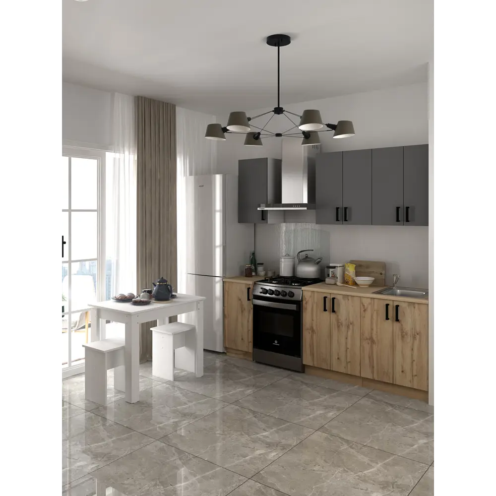 Фото 8 Кухонный шкаф навесной Мебельная фабрика 1+1 40x72x32 см ЛДСП цвет белый графит