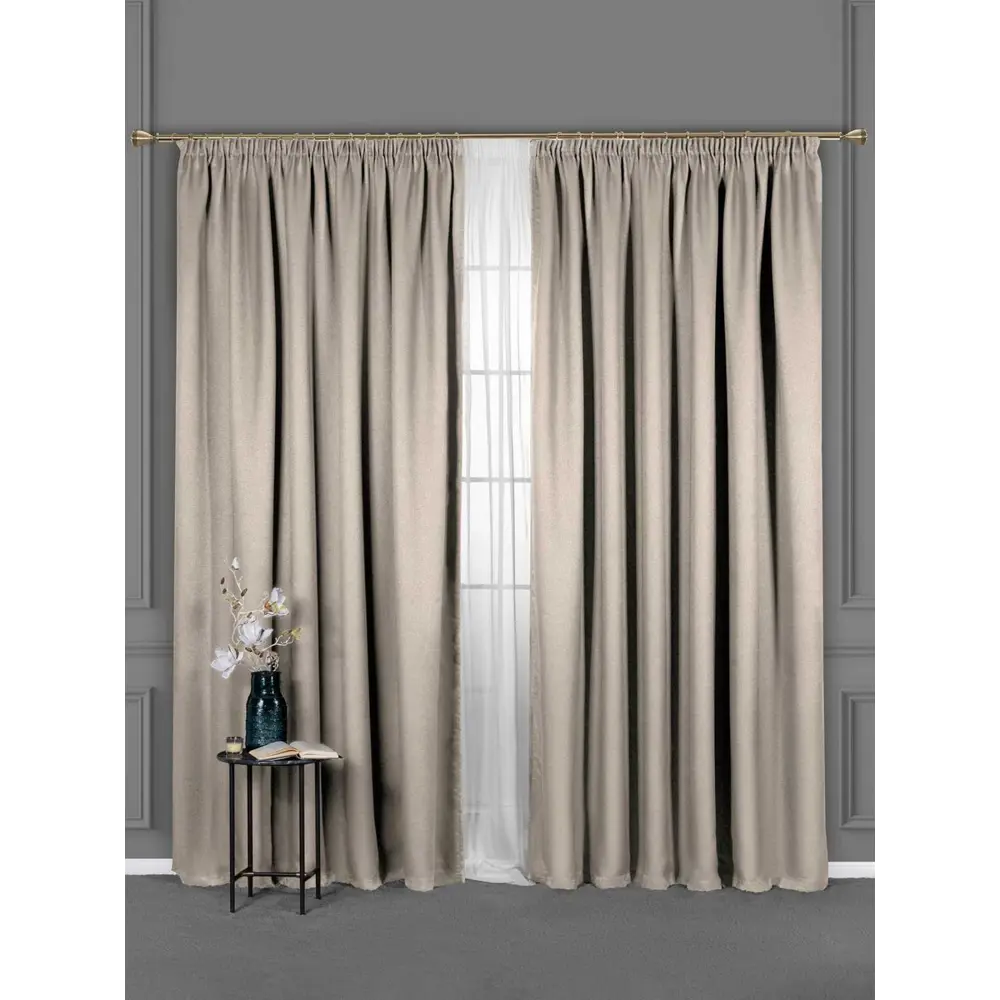 Фото 2 Комплект штор на шторной ленте Daily by T Лорена 440x270 см цвет светло-бежевый Фото 2 Комплект штор на шторной ленте Daily by T Лорена 440x270 см цвет светло-бежевый