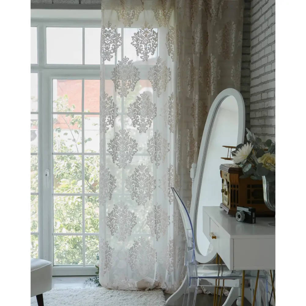 Фото 5 Тюль на шторной ленте Этель 2902357 240x265 см цвет бежевый Фото 5 Тюль на шторной ленте Этель 2902357 240x265 см цвет бежевый